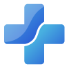 A blue medical symbol sitting next to a judge 's gavel.